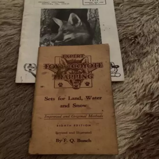 FOX AND COYOTE TRAPPING ANTIQUE BOOKS TRAPPING SUPPLIES CATALOG