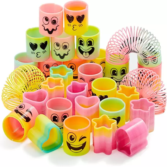 30 Pcs Spring Rainbow Party Favor, Mini Plastic Coil Spring Toy, Fidget Stress C