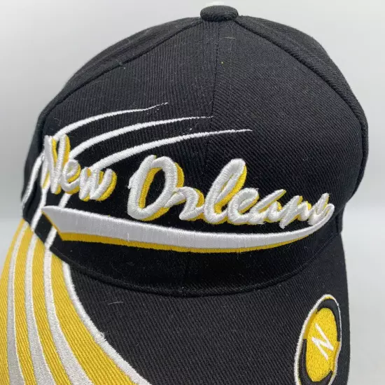 New Orleans Black White Yellow Adjustable One Size Fits Most Cap