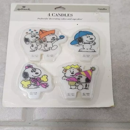 Vintage Peanuts Snoopy Belle Birthday Party Candle Set Toppers NEW Hallmark