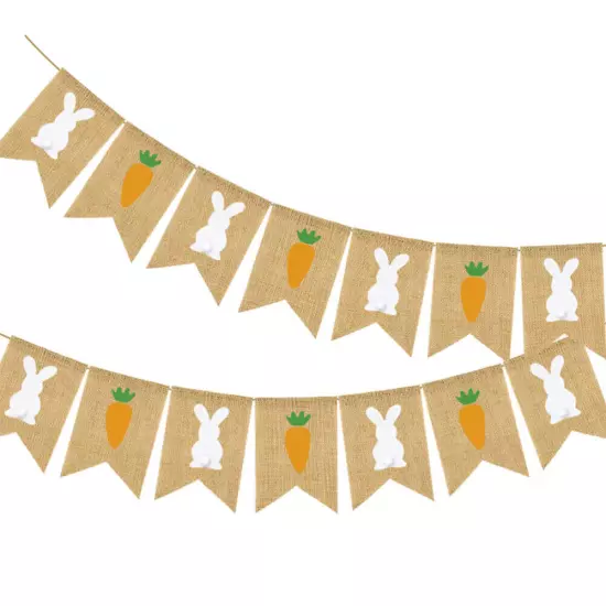 Easter Bunny Carrot Linen Swallowtail Banner for Party