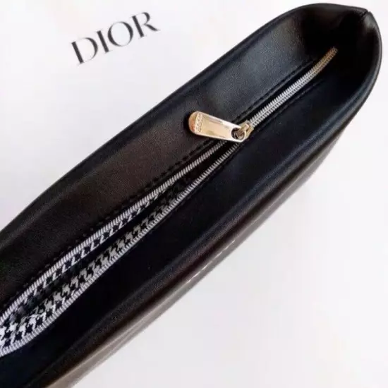 SHIP TODAY Christian Dior Novelty Clutch Pouch leather black JAPAN purse bag NEW