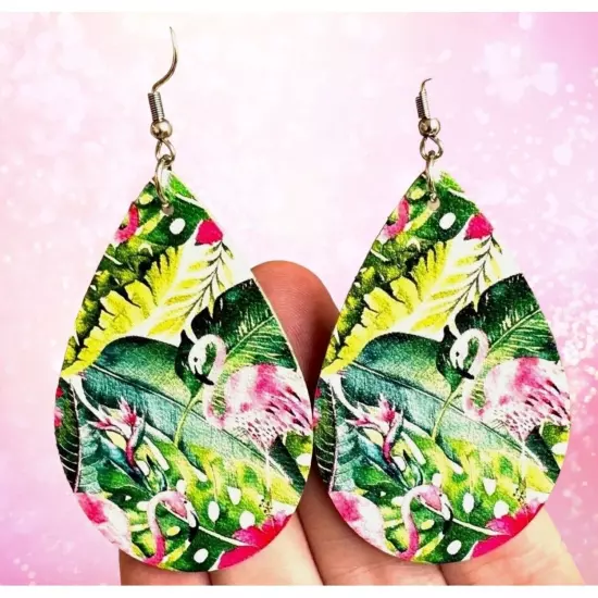 Flamingo Earrings Dangle Hooks New Art Deco Las Vegas Florida Beach Cruise Vaca