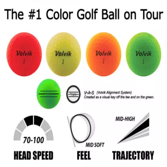 Volvik NEW VIVID 3 Dozen Color Golf Balls with Volvik Genuine Leather Belt 