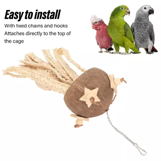 Coconut Shell Shredding Parrot Toy Safe Chewing Bird Shredding Toys For Bird