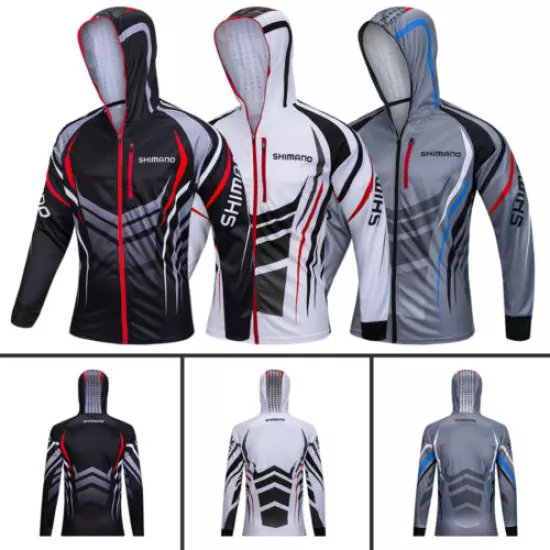 Men Fishing Shirt Clothes Breathable Long Sleeve Quick Dry Tops Sunproof Hoodies