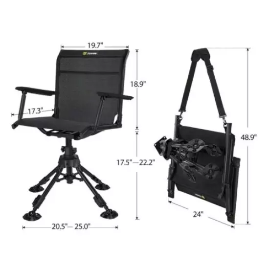 Hunting Chair/Seat Cover,360°Silent Swivel Blind Folding Chair,Adjustable Height