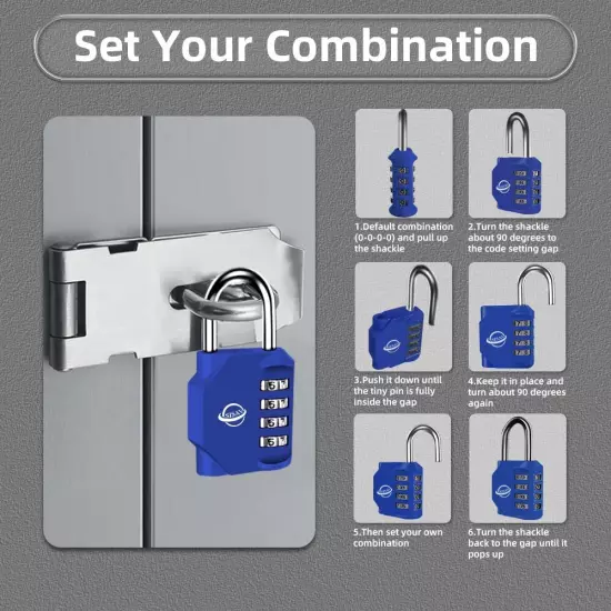 Combination Lock 4 Digit Outdoor Combination Padlock for School Gym Locker,Sp...