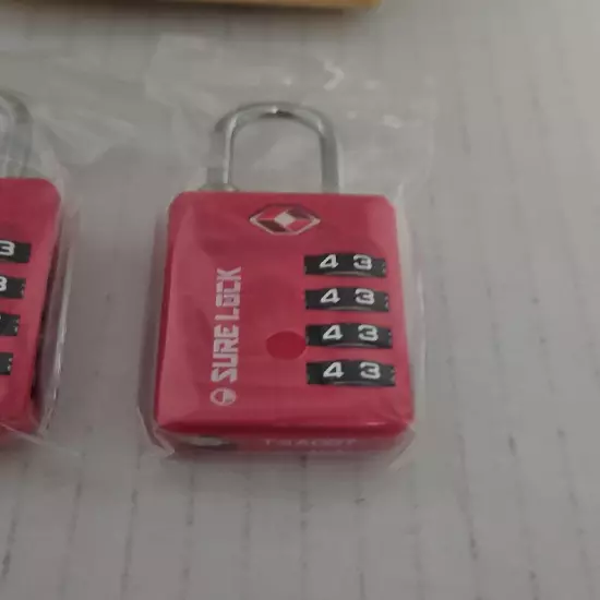 Lot Of 2 Sure Lock Travel Sentry TSA17021 Pink Suitcase Combination Locks