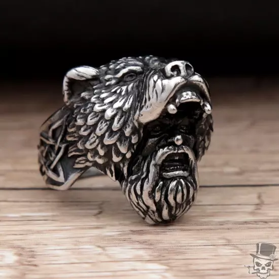 Sculpt Rings™ Viking Bear Ring - Ferocious Warrior Spirit in Intricate Steel