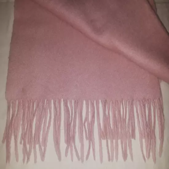 Woodward carnation-pink cashmere fringed scarf 11.5"x54"