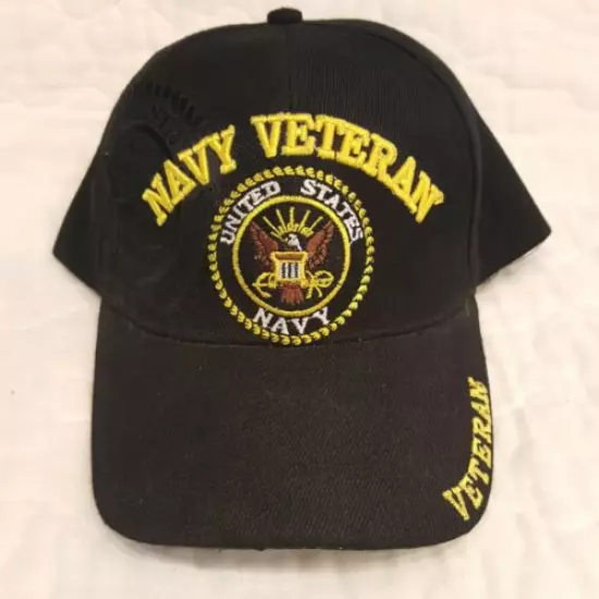 Navy Veteran US Navy Black Adjustable Strapback Trucker Hat Baseball Cap