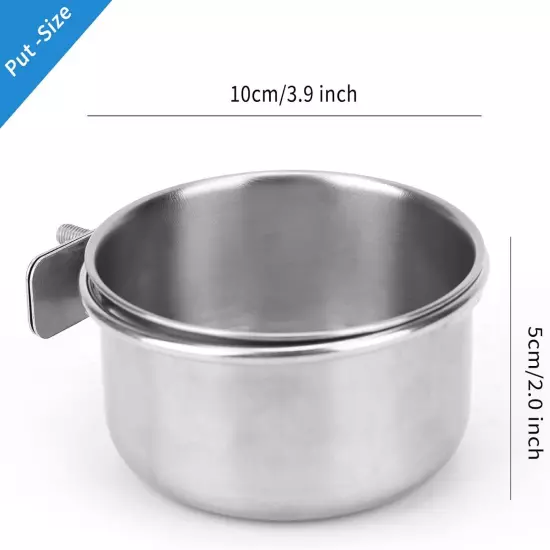 2pcs VVNIAA Stainless Steel Bird Bowls with Clamp, Durable Water Bowl,... 