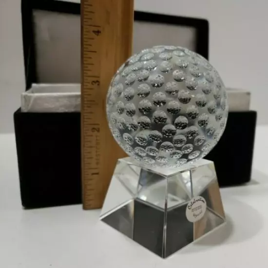 Waterford Celebrations Crystal Golf Ball 2.5" Diameter With Stand in Box 