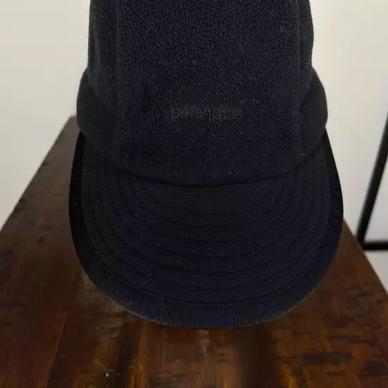 Patagonia Hat Cap Adult Large Black Fleece Polyester Panel Windproof Duckbill