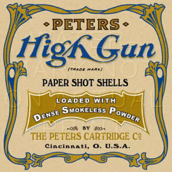 Reproduction Vintage Peters "High Gun" Shot Shells Label Canvas Print