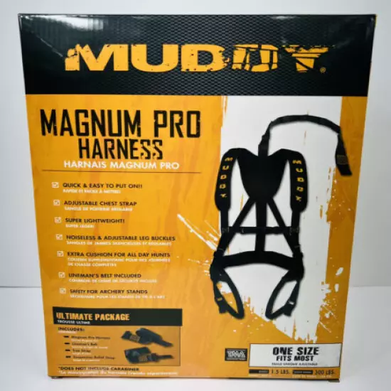 Muddy Outdoors Magnum Pro Padded Adjustable Treestand Harness System, Black- NEW