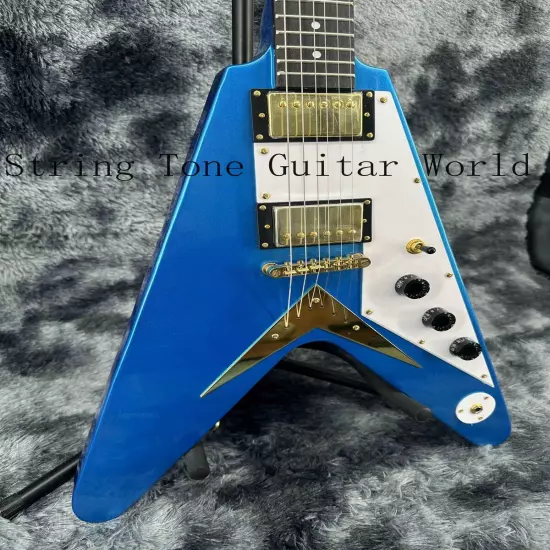 New Blue New Custom Specia Shape Electric Guitar White Pickguard 2H Pickups