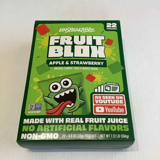 22 PACKS! FruitBlox Unspeakable Apple Strawberry Fruit Snacks NIB