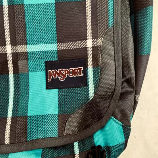 JANSPORT Blue Plaid Laptop Messenger Bag Shoulder Strap School