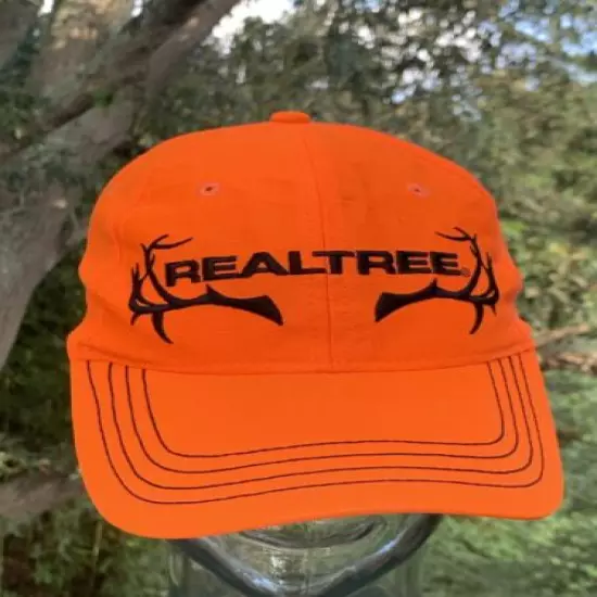 REAL TREE bright Orange Fluorescent Hunting Hat Deer horns Sz One Size ❤️sj17j17