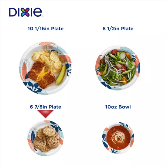 Everyday Paper Plates, 6 7/8", Dessert or Snack Size Printed Disposable Plates,