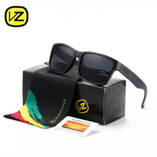 Von Zipper Sunglasses Sport Polarized Men Black Square Frame Elmore Style UV400