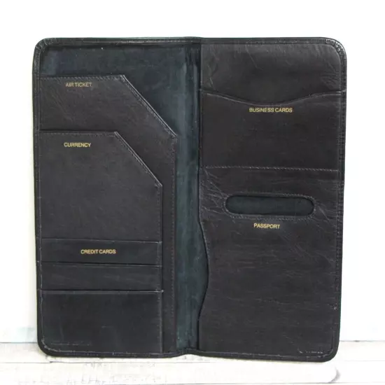 Sz 4.5"x8.75" WINN BLACK GENUINE LEATHER COVER PLANNER TRAVEL WALLET ORGANIZER 