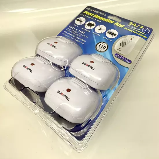 New 4 Pack of Bell Howell Ultrasonic Plug In Pest Repellers w/LED Indicator