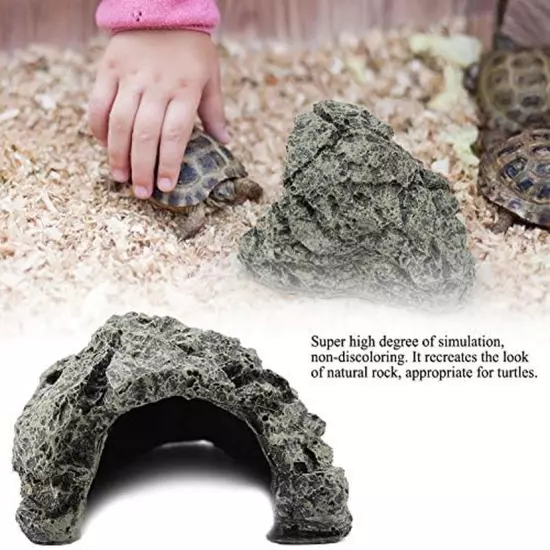 Fish Hiding Cave Aquarium Non-Toxic High Simulation Crawling Turtle Reptile Bask