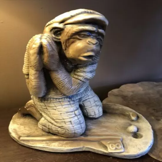 Vintage 1990’s Ceramic Golfing Monkey 18th Hole Saying His Prayers 12”Tall