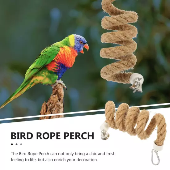 Parrot Toys Bird Spiral Rope Perch Jute Parrot Swing Climbing Standing Toys C...