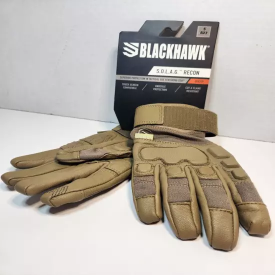 BLACKHAWK S.O.L.A.G Recon Tactical Gloves Made with Kevlar Leather Coyote Small