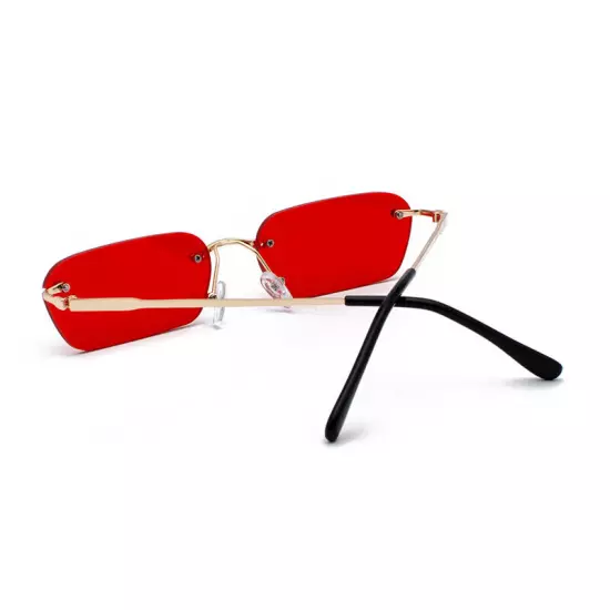 Small Rimless Rectangle Sunglasses Tinted Frameless Eyewear Vintage Sun Glasses