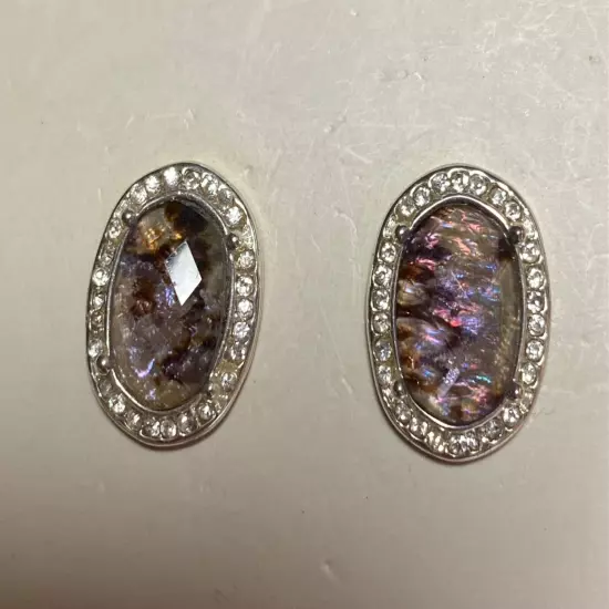 Dans Buchman faceted opal like acrylic earrings with rhinestone