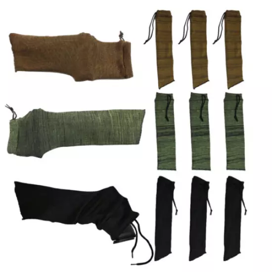 3× Black + 3× Brown + 3× Green 14" Handgun Pistol Gun Socks Cover Storage Bags