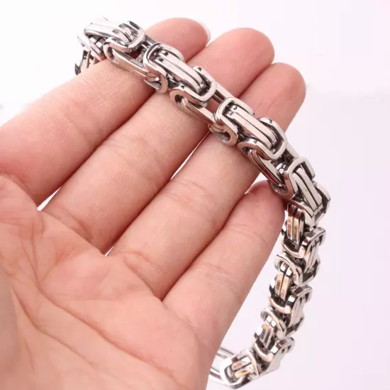 4/6/8mm Mens Womens Silver Gold Black Stainless Steel Byzantine Chain Bracelet