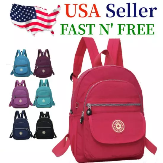 Waterproof Mini Backpack Women Purse Nylon Shoulder Rucksack Small Travel Bag