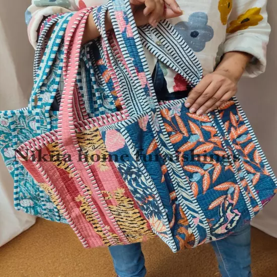 20pc Wholesale Lot Quilted Small Tote Handmade Cotton Shoulder Bag