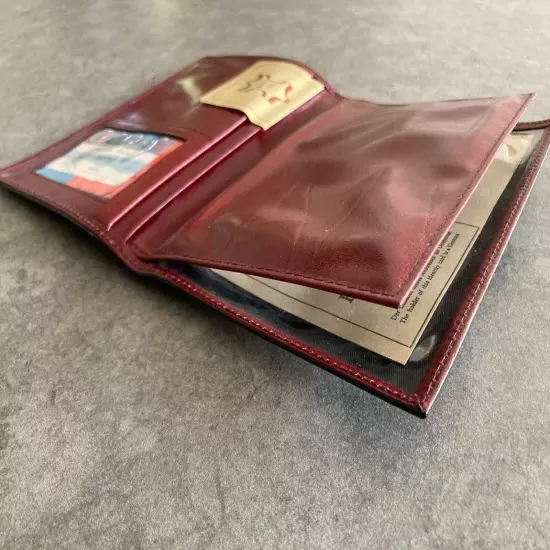 Vintage antique passport holder true leather from the 1970s BRAND NEW