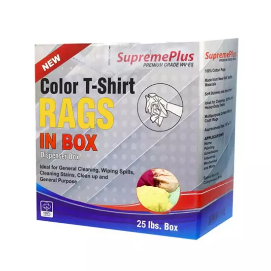 New Color Knit T-Shirt Cotton Cleaning Cloths Rags - 25 lbs. Compressed Box