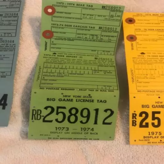 New York State Vintage Hunting License Tag Collection