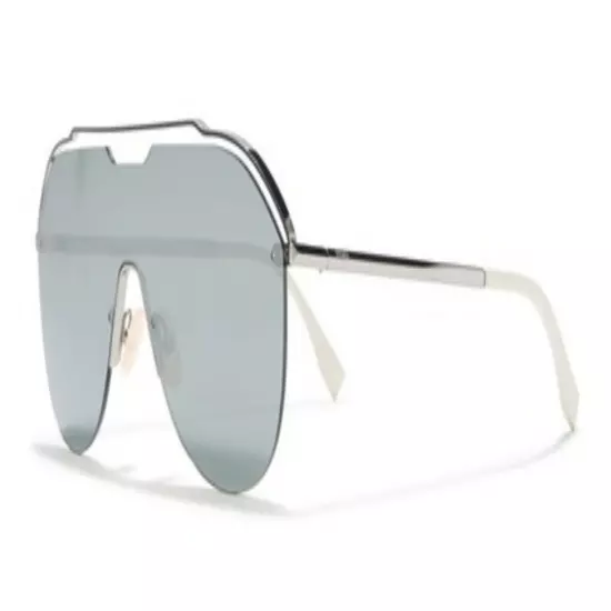 Fendi Shield Aviator Sunglasses $520 Metallic Grey Mirror 140mm Made Italy NWT