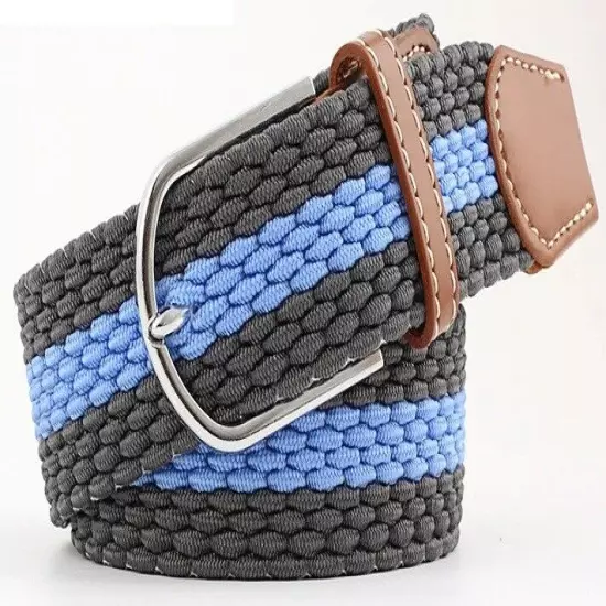 New Men's Women's Belt Unisex Braided Elastic Stretch Fabric Enduring Woven Mult