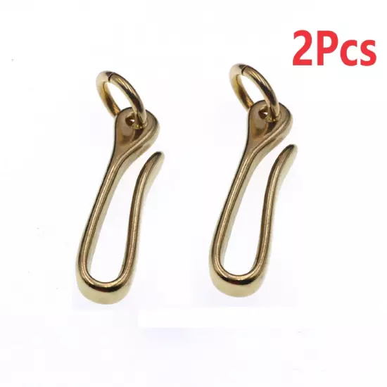 2* S Size Retro Solid Brass KeyChain Key Ring Belt U Hook Wallet Chain Fish Hook