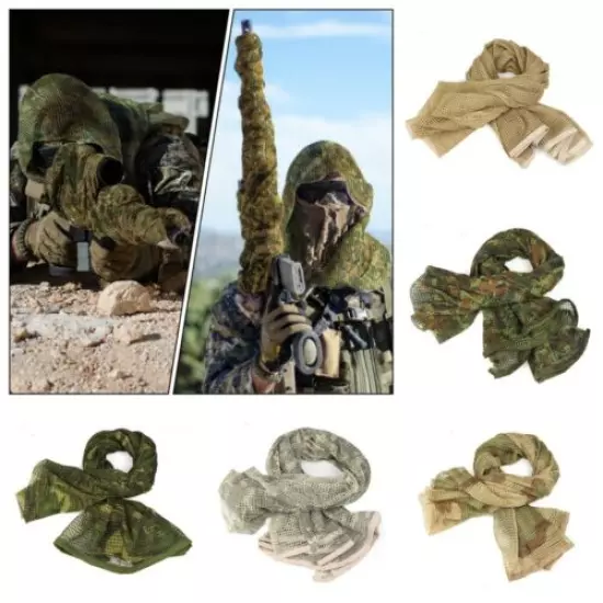 Tactical Camouflage Mesh Net Scarf Scarves Outdoor Sniper Face Veil Wargame Soft