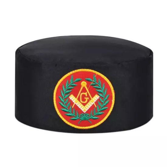 Master Mason Blue Lodge Crown Cap - Black With Red Emblem & Wreath