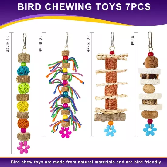 Bird Perch Parakeet Chewing Toys 7PCS - Parrot Cage 