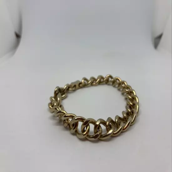 Men’s Yellow GOLD TONE Curb Chain Bracelet 7” Gold Tone