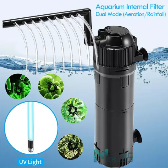 5-in-1 Internal Aquarium Fish Tank UV Sterilizers Filter Submersible Water Pump